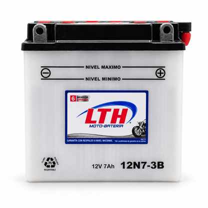 Batería LTH 12N7-3B Convencional 12V 7Ah 70 CCA para Motocicleta