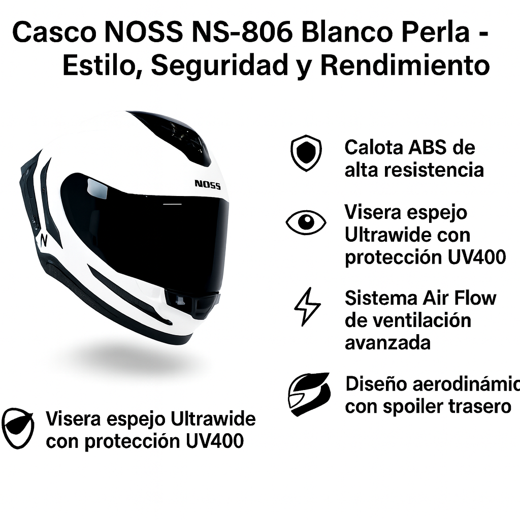 CASCO NOSS NS-806 BLANCO PERLA