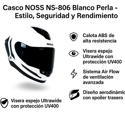 CASCO NOSS NS-806 BLANCO PERLA