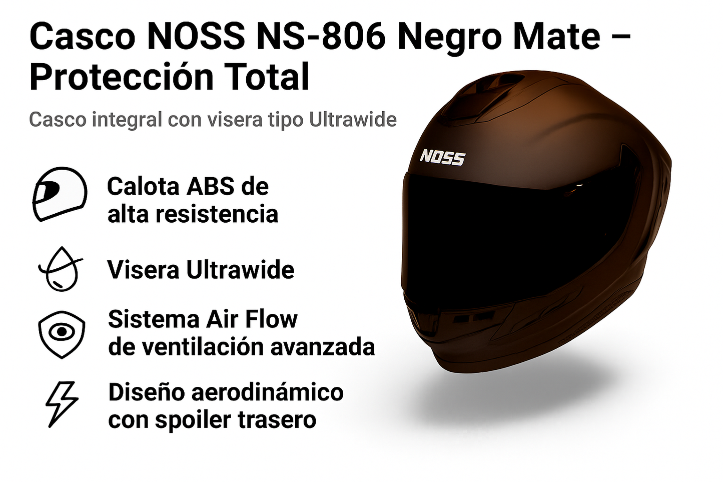CASCO NOSS NS-806 NEGRO MATE