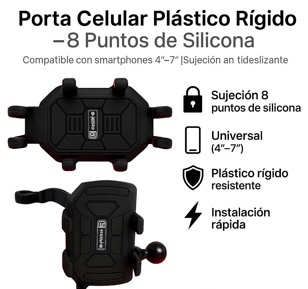 PORTA CELULAR DE PLÁSTICO 8 PUNTOS DE SILICONA