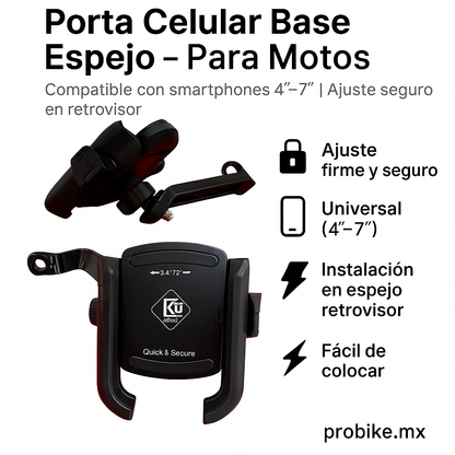 PORTA CELULAR CON BASE PARA ESPEJO