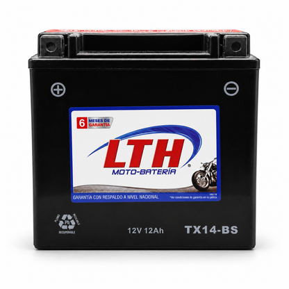 Batería LTH TX14-BS / YTX14 AGM Dry Charge 12V 12Ah 200 CCA para Motocicleta