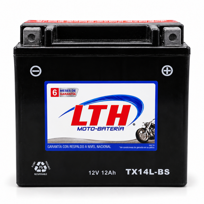 Batería LTH TX14L-BS / YTX14L AGM Dry Charge 12V 12Ah 200 CCA para Motocicleta