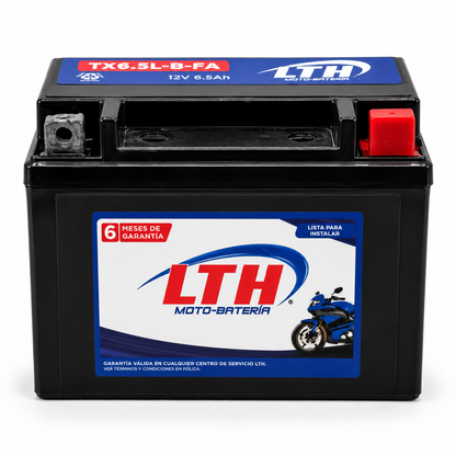 Batería LTH TX6.5L-B-FA / YTX 6.5L AGM Activada de Fábrica 12V 6.5Ah 85 CCA para Motocicleta