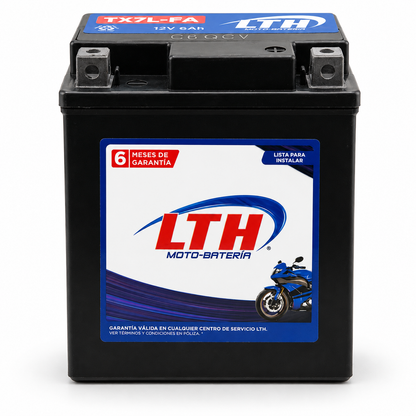 Batería LTH TX7L-FA / YTX7L AGM 12V 6Ah 85 CCA para Motocicleta