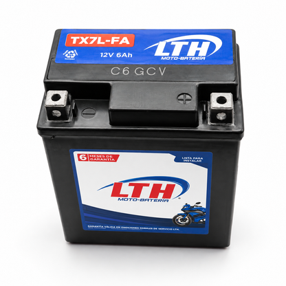 Batería LTH TX7L-FA / YTX7L AGM 12V 6Ah 85 CCA para Motocicleta