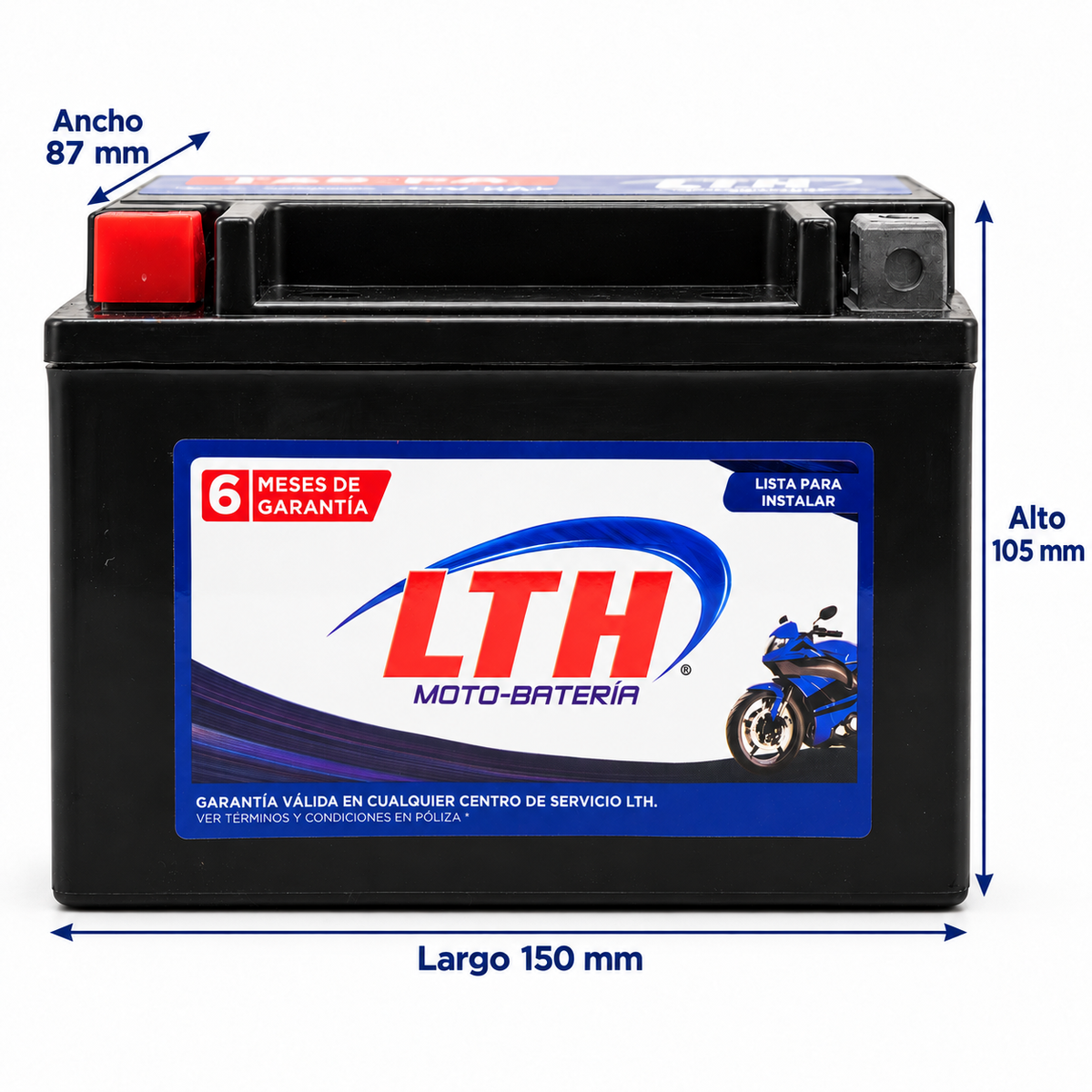 Batería LTH TX9-FA / YTX9 AGM 12V 8Ah 120 CCA para Motocicleta