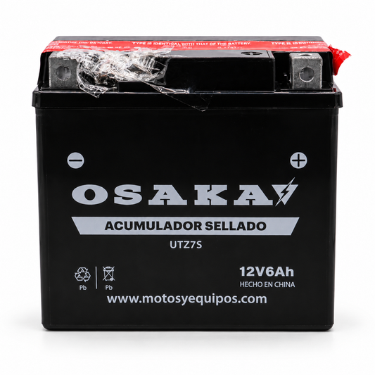 Batería Osaka UTZ7S / YTZ7S Sellada 12V 6Ah 100 CCA para Motocicleta