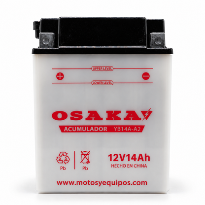 Batería Osaka YB14A-A2 GEL Sellada 12V 14 Ah 200 CCA para Motocicleta