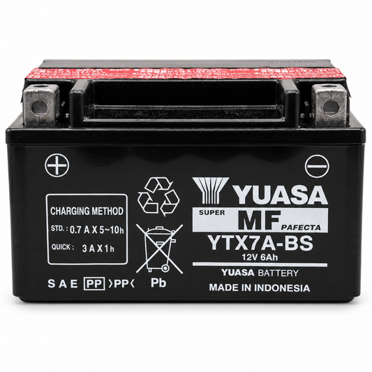 Batería Yuasa YTX7A-BS AGM 12V 6Ah 105 CCA para Motocicleta